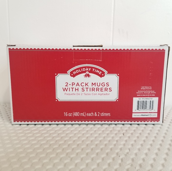 2 Pack Red Mugs with Hug Chocolate White Brown Swirl Stirrers - Picture 4 of 4